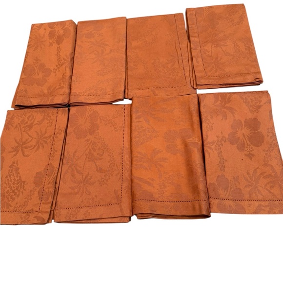 Tommy Bahama Cotton Linen Blend 8 Large 21 1/2 X 21 1/2 Orange Dinner Napkins - Picture 1 of 8